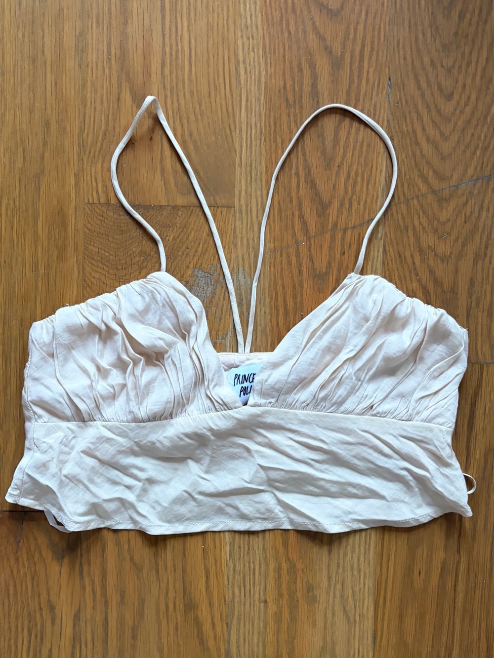 Women's Cream Spaghetti Strap Crop Top